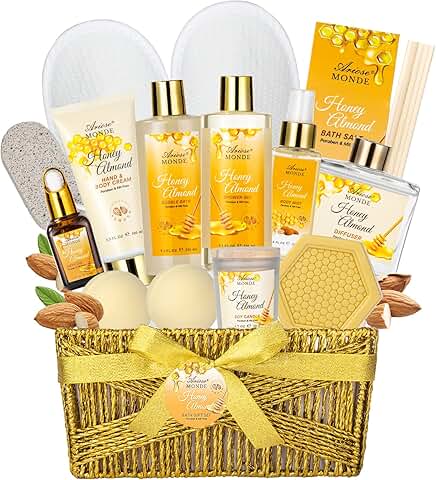 Luxury Honey Almond Bath Gift Set with Spa Items