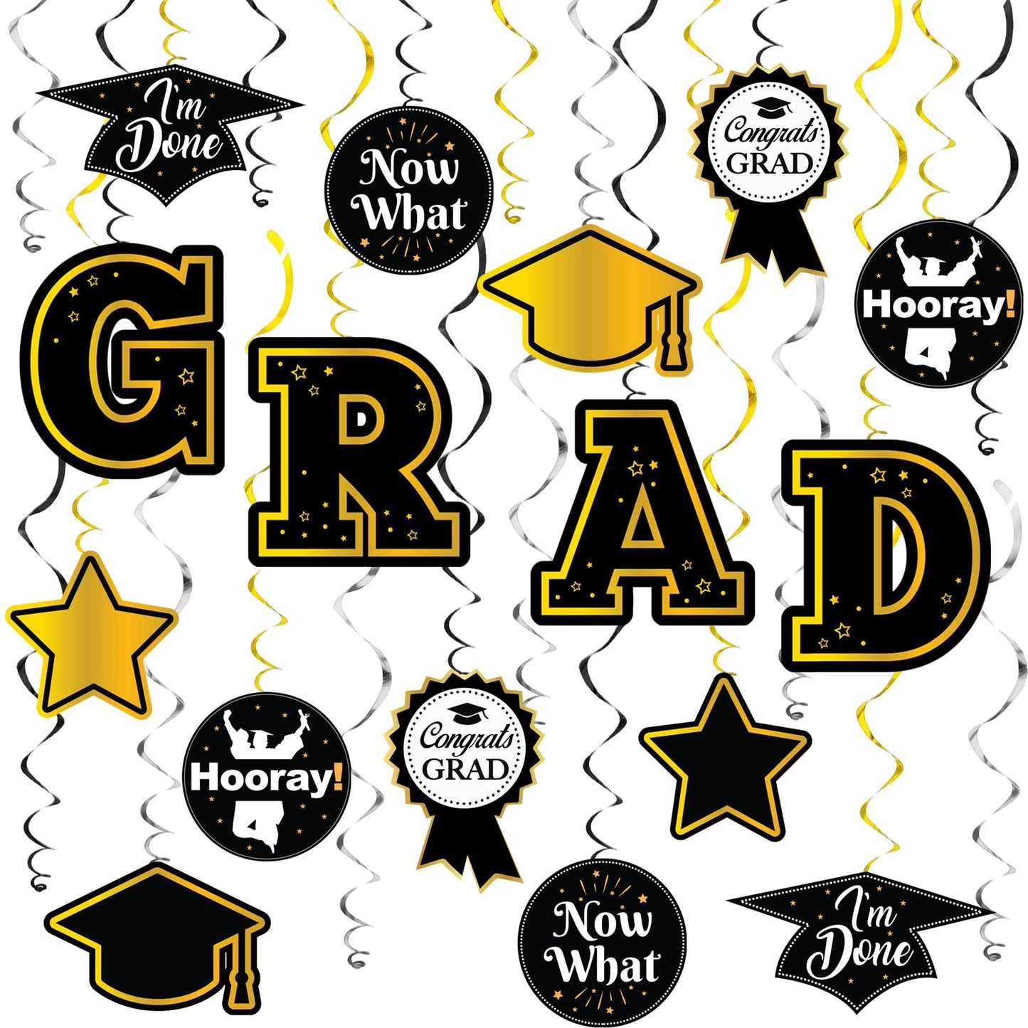Graduation Hanging Swirls Decorations Pack of 35