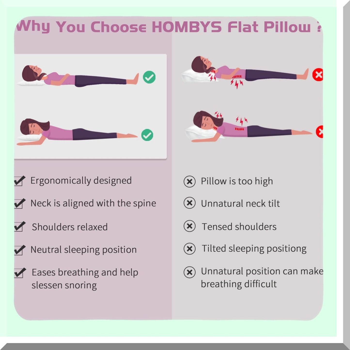 SlimDream Stomach Sleeper Pillow - 2.5 Inch Thin Flat Pillow for Back Sleepers - Low Profile Bed Pillow for Sleeping - Machine Washable - 18x26 Standard Size - White Color