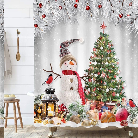 Winter Snowman Shower Curtain 69x70 with Hooks