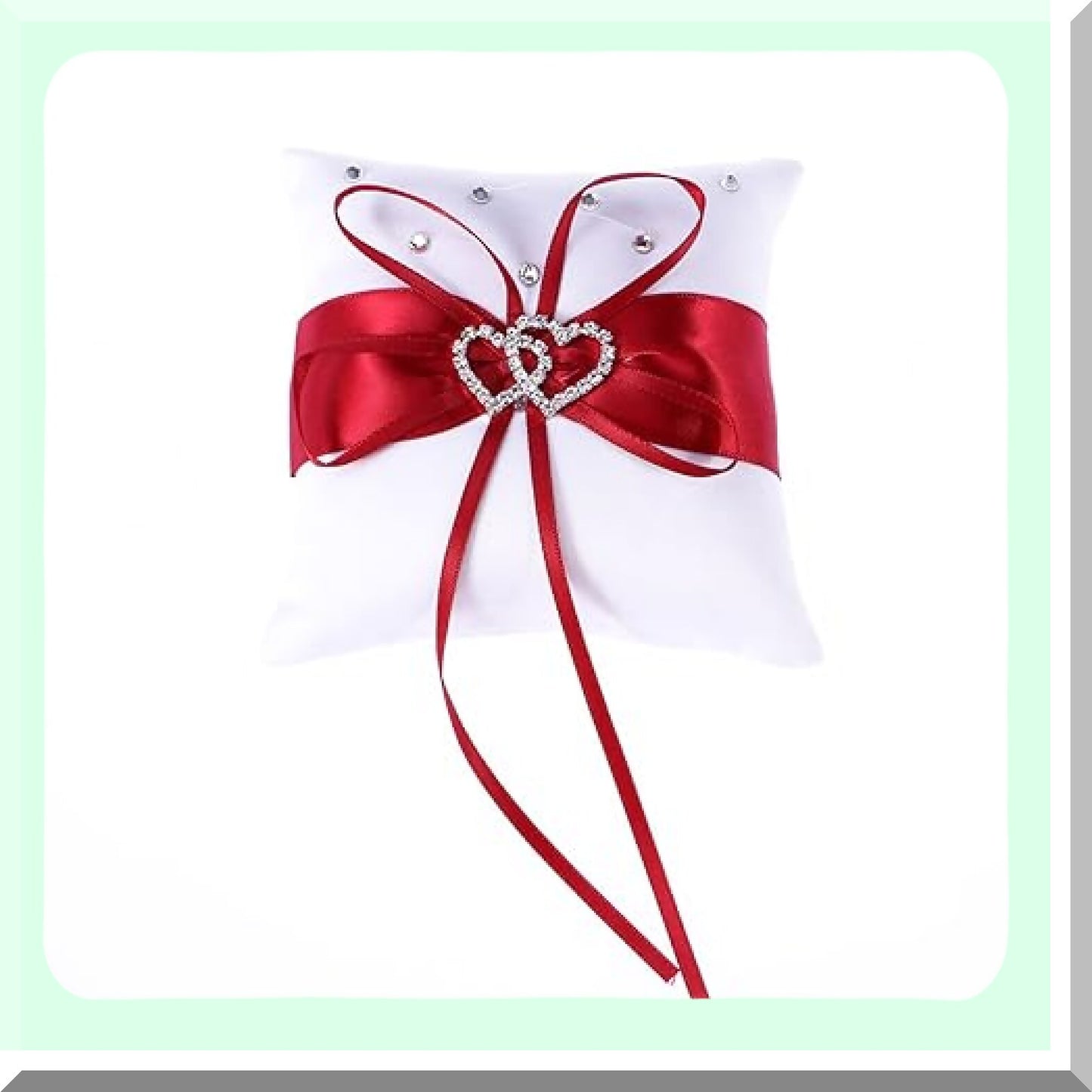 Wedding Ring Pillow with Double Heart Design