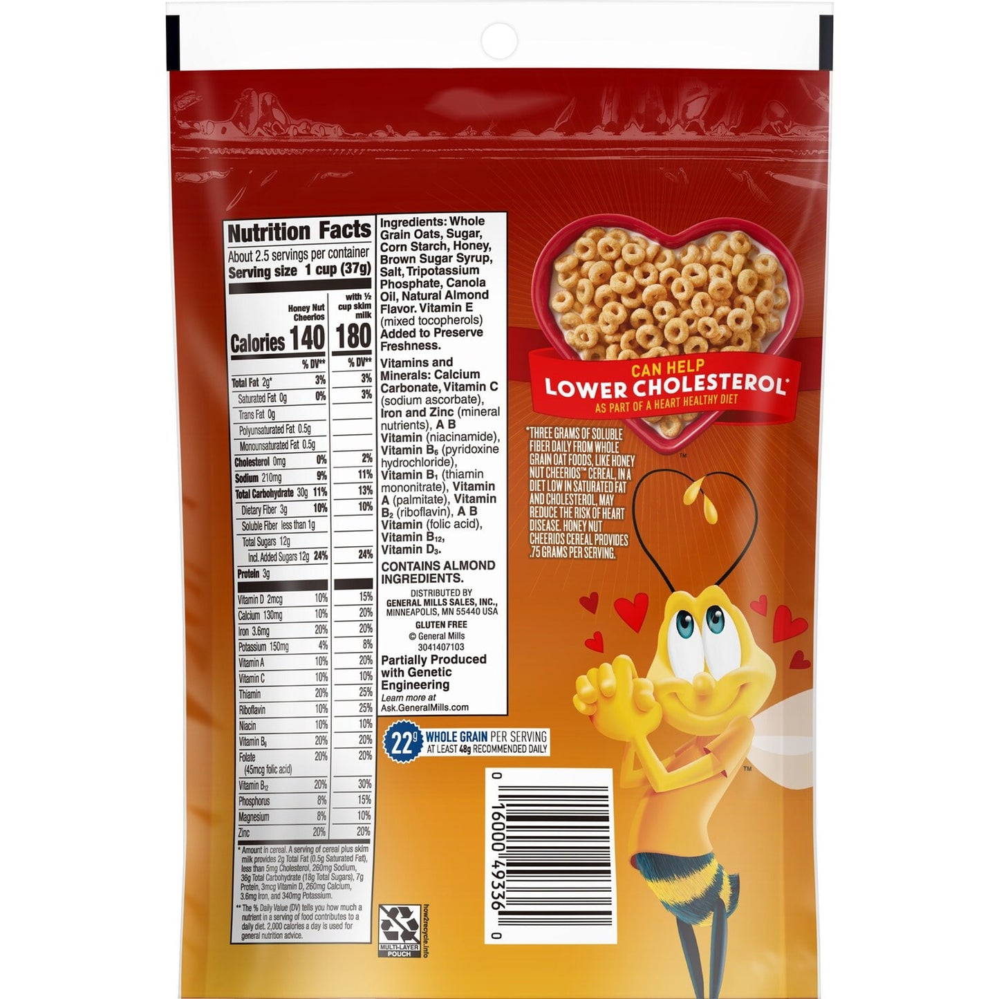 Honey Nut Cheerios Cereal, 3.5 oz. Pouches (Pack of 6)