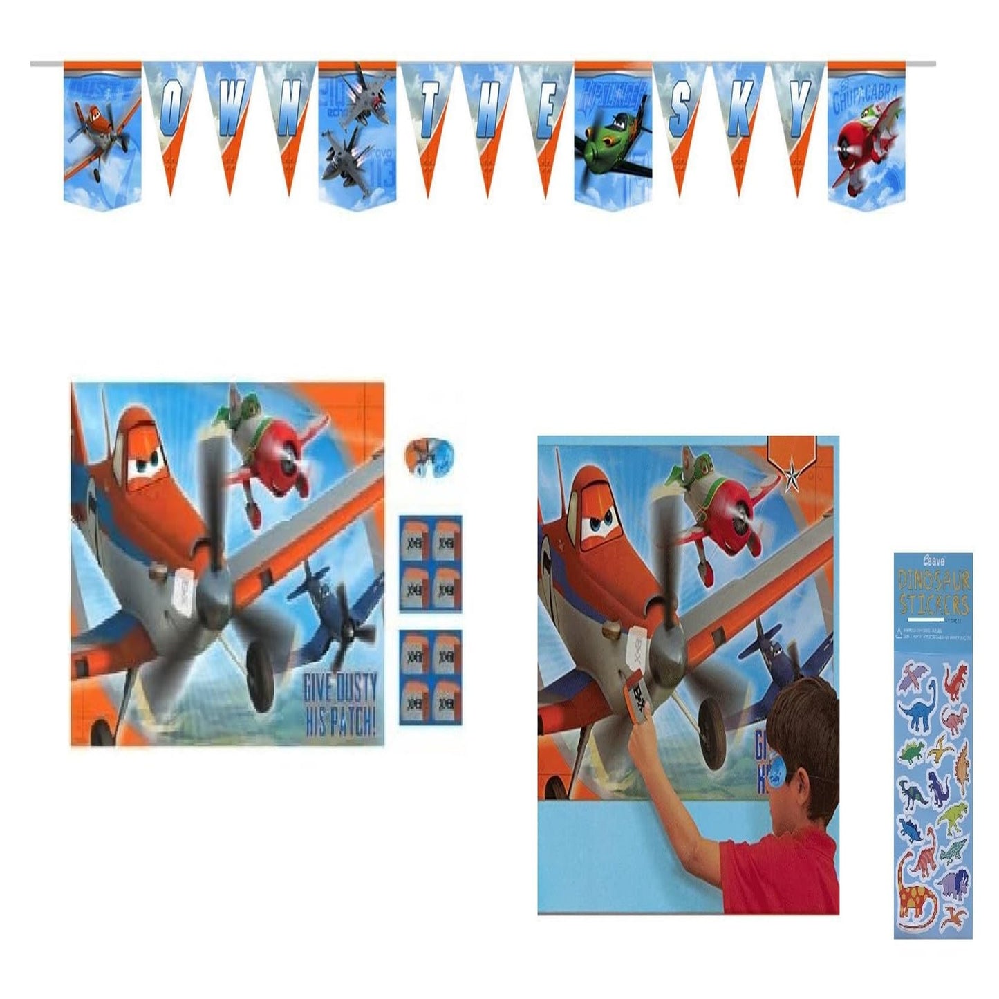 Airborne Celebration Party Pack - Happy Birthday Banner & Game for 8 Players - Plane Themed Decorations for High-Flying Fun!