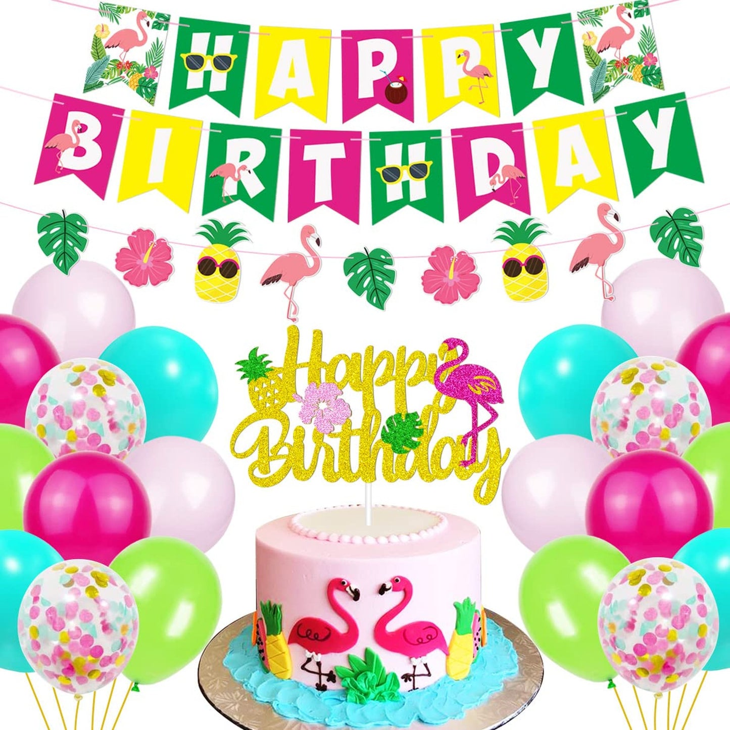 Flamingo Aloha Birthday Party Decorations Pack