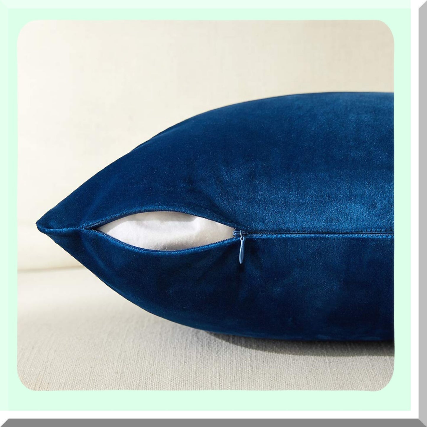 Royal Blue Velvet Patchwork Pillow Covers - Set of 4 | Gold Leather Accent | Luxury Home Decor Cushion Cases for Living Room Couch Bed | 18x18 Inch Square | Blue and White Theme