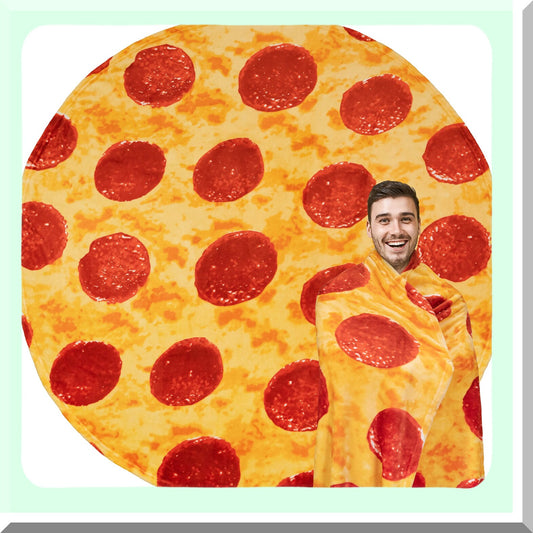 Pepperoni Dream Cozy Blanket - Double Sided Realistic Pizza Throw, Fun Gag Gift for Kids, Teens, Adults, 60in