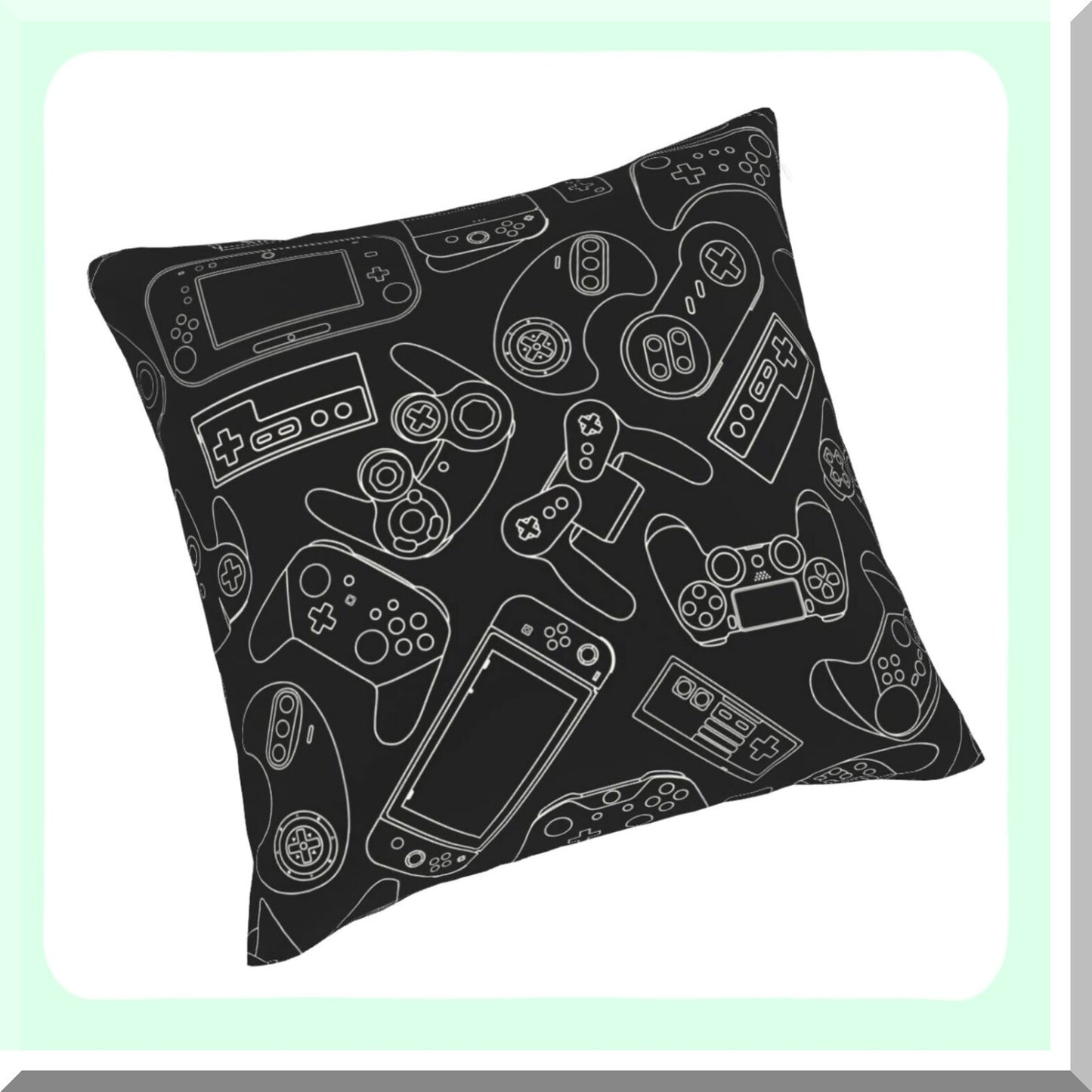 Gamer's Paradise Pillow Covers - Set of 2 Video Game Controller Decorative Cushion Cases for Sofa Couch Bed Home Decor, 18"X18" - Gaming Gadgets Theme