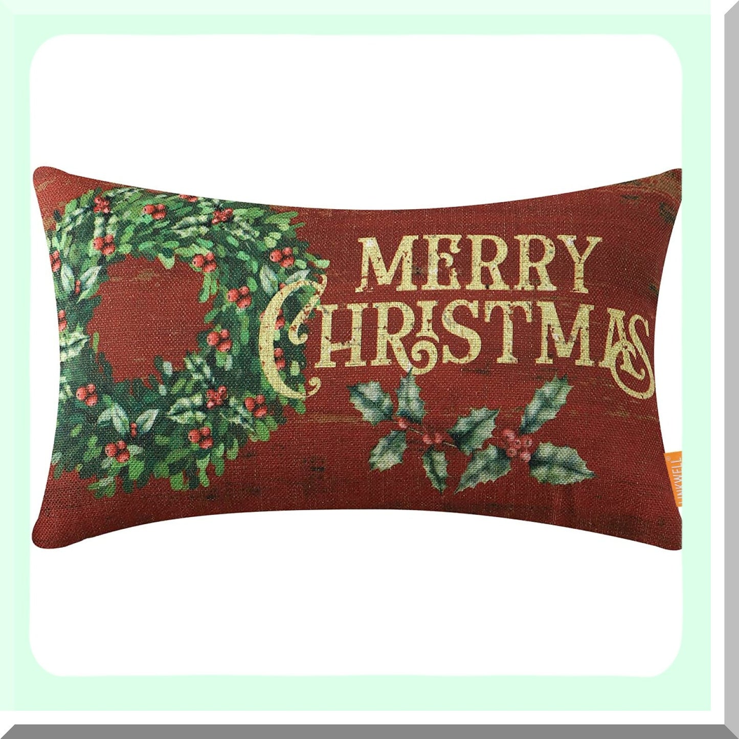 Wreath Decor Cushion Cover - Sofa Couch Pillowcase 12x20 Inch - Decorative Throw Pillow Case for Home Decor - CC1865 Collection