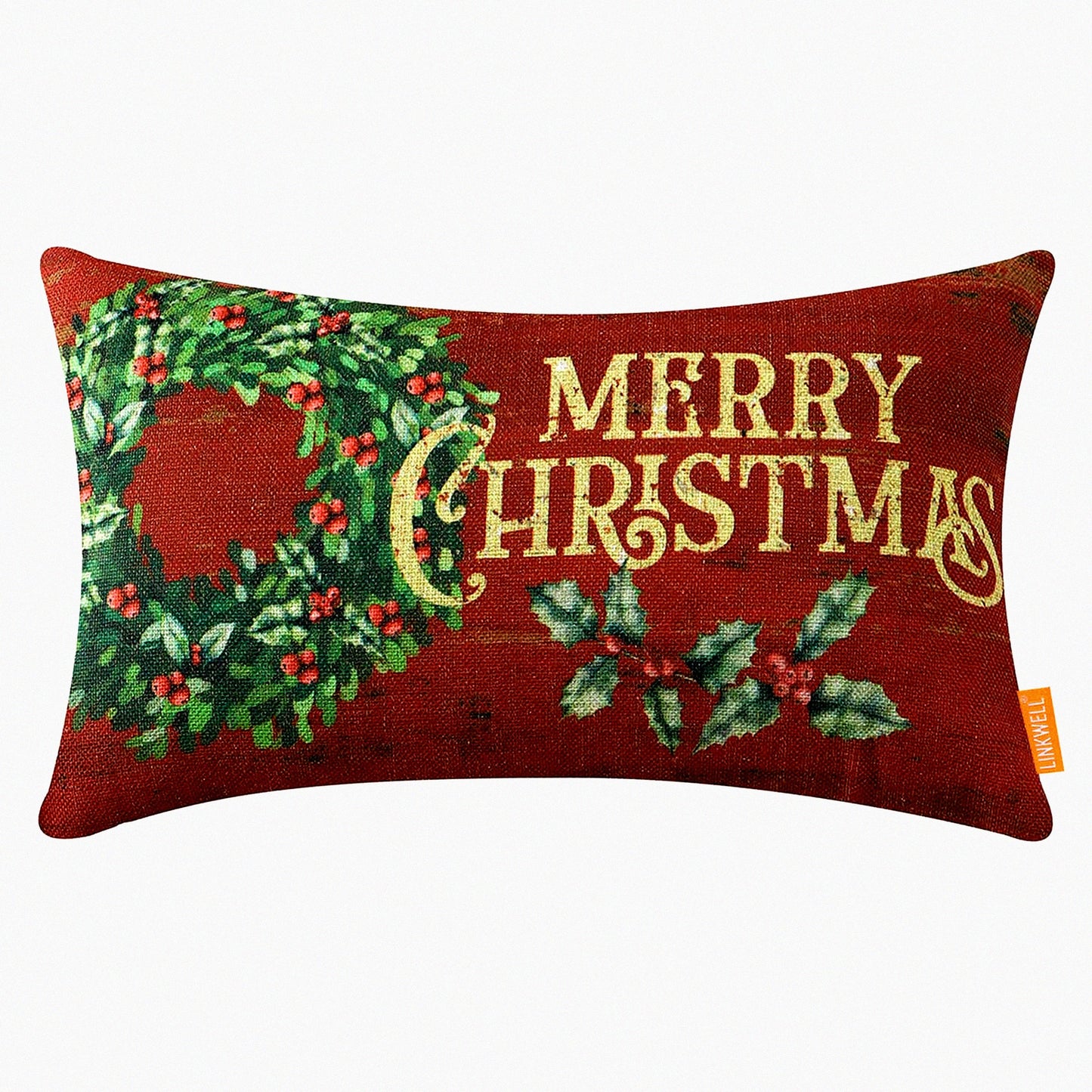 Wreath Decor Cushion Cover - Sofa Couch Pillowcase 12x20 Inch - Decorative Throw Pillow Case for Home Decor - CC1865 Collection