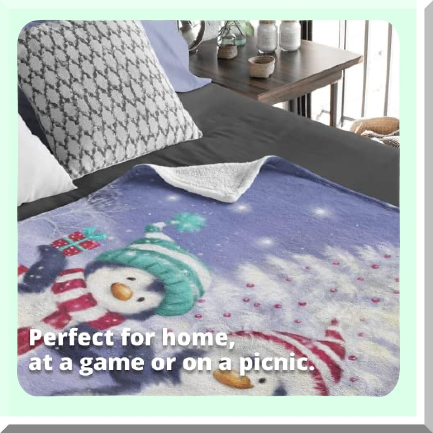 CozyPenguin Fleece Throw - Super Soft Plush Blanket for Kids & Adults, 50"x60" Queen Size, Perfect for Snow Lovers"