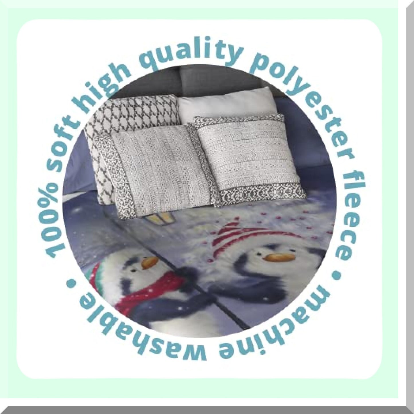 CozyPenguin Fleece Throw - Super Soft Plush Blanket for Kids & Adults, 50"x60" Queen Size, Perfect for Snow Lovers"