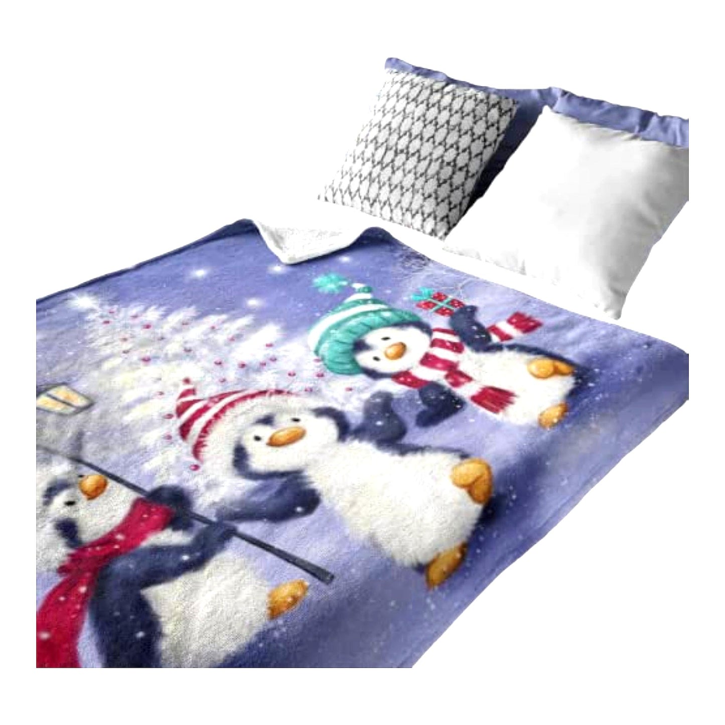 CozyPenguin Fleece Throw - Super Soft Plush Blanket for Kids & Adults, 50"x60" Queen Size, Perfect for Snow Lovers"