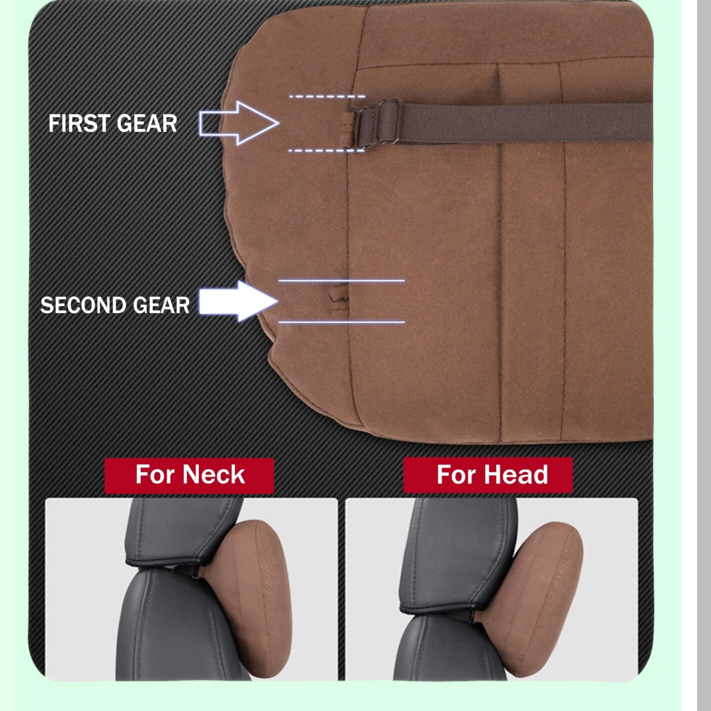 Superfiber Suede Drive Comfort Pillow - Plant-Based Polyester Headrest Support Cushion for Car Seats - Adjustable & Refillable Neck Pillows (2pcs)