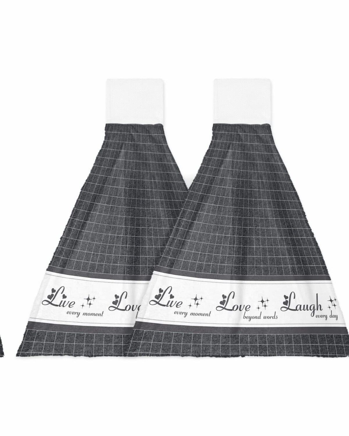 2 Pack Grey Hanging Kitchen Hand Towels