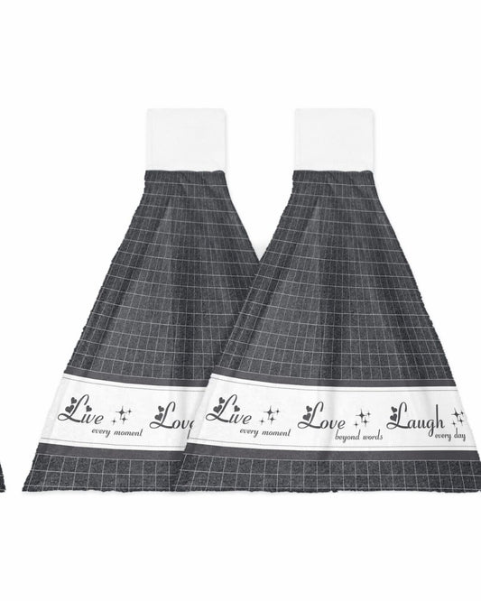 2 Pack Grey Hanging Kitchen Hand Towels