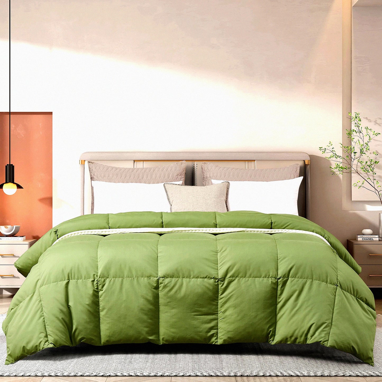 FluffyDreams All Season Twin Comforter - Ultra-Soft Down Duvet Insert with Colored Microfiber Cover Fabric & Corner Tabs for Cozy Sleep