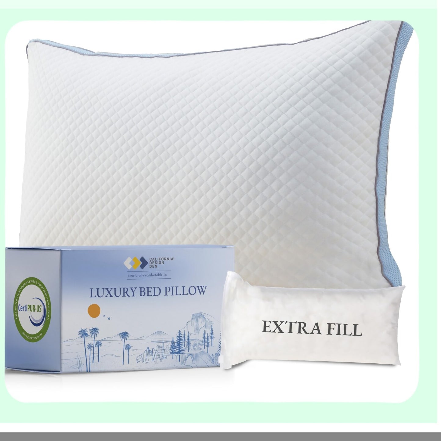 Cooling Cloud Memory Foam Pillow - Adjustable Loft Luxury Queen Size Pillow for Back, Stomach, Side Sleepers - Soft Down Alternative - CertiPUR-US Certified - Medium Soft Support