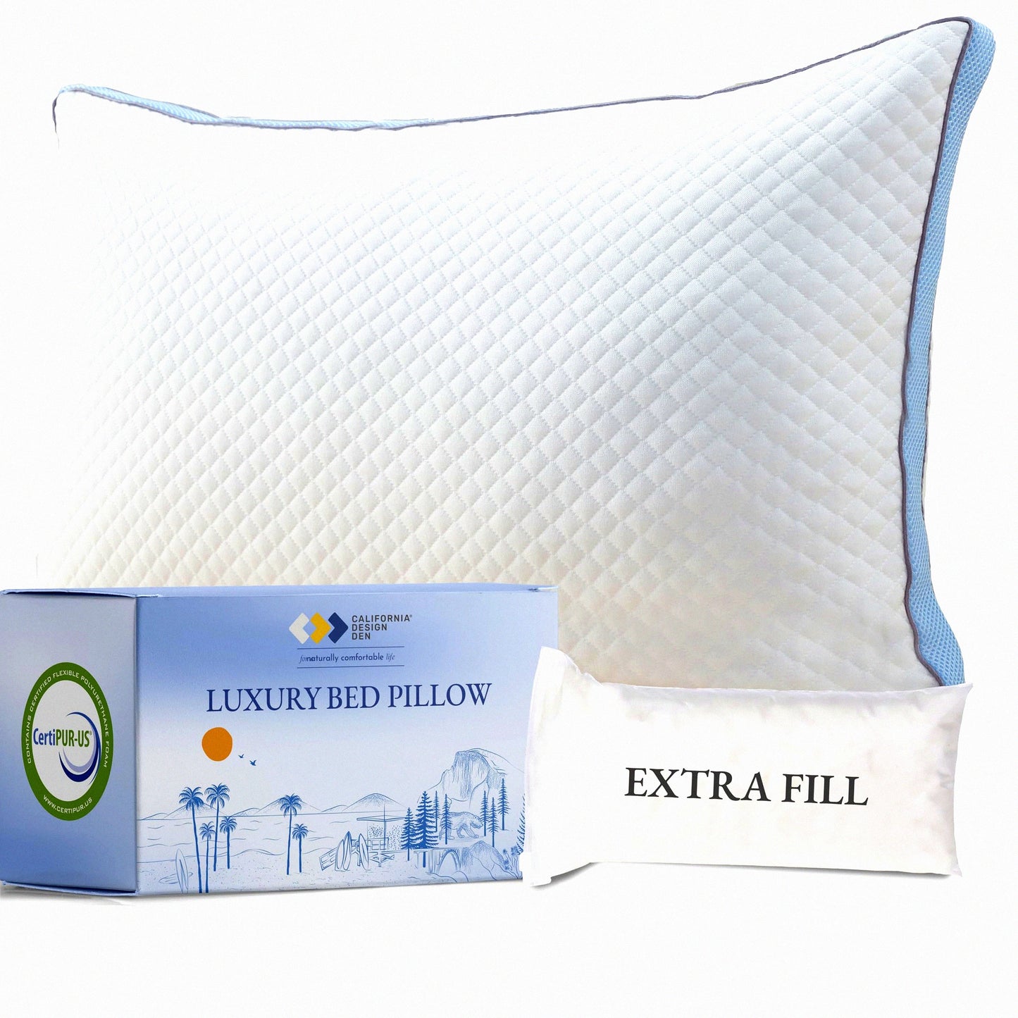 Cooling Cloud Memory Foam Pillow - Adjustable Loft Luxury Queen Size Pillow for Back, Stomach, Side Sleepers - Soft Down Alternative - CertiPUR-US Certified - Medium Soft Support