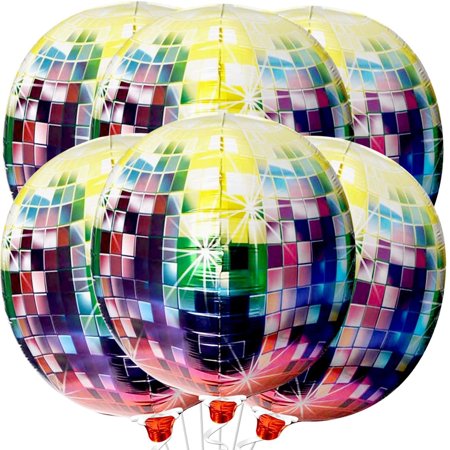Jumbo 22 Inch Disco Ball Balloons Pack of 6 for 70s 80s 90s Party