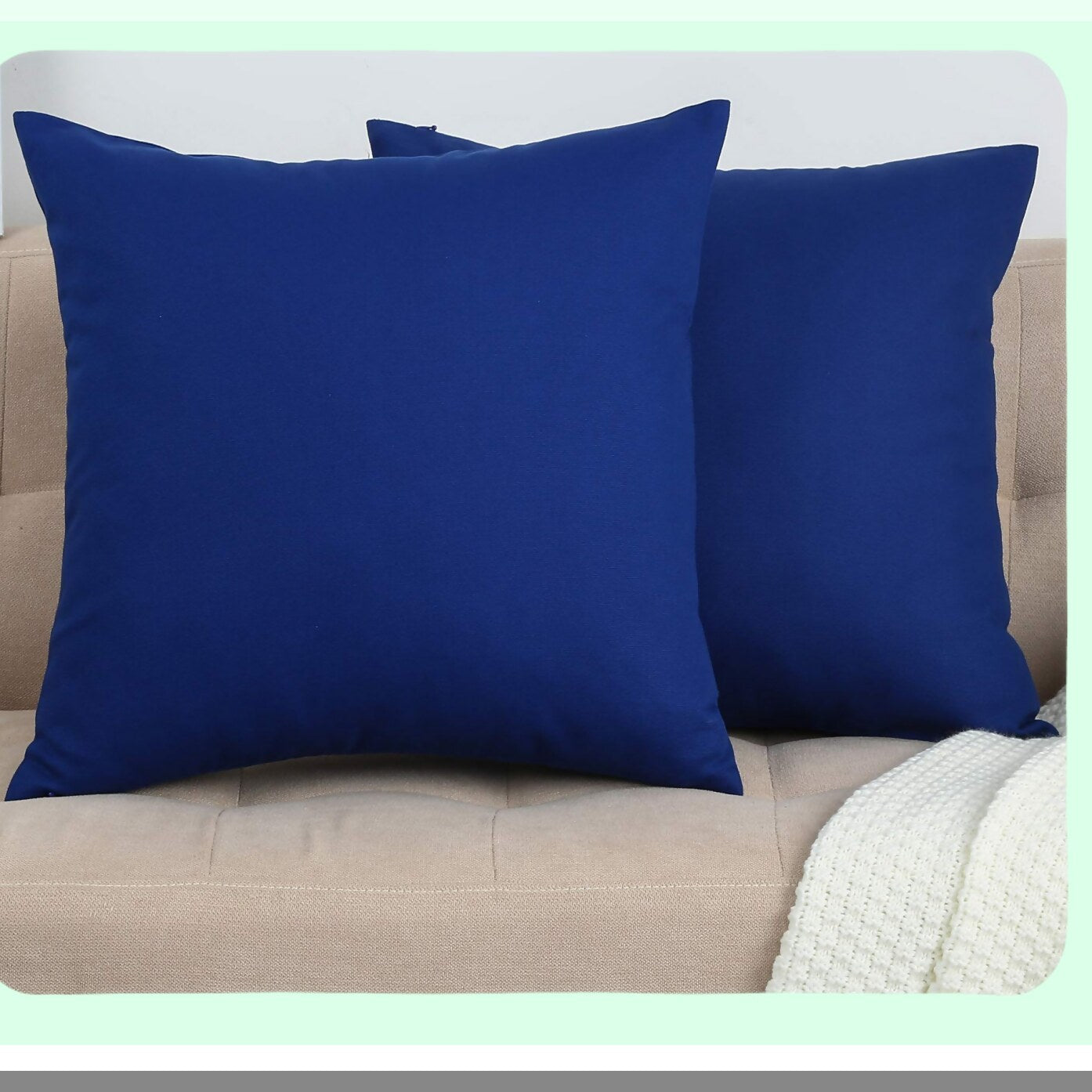 Royal Blue Cotton Canvas Pillow Covers - Set of 2, 18x18 Decorative Cushion Covers in 45 Colors - Solid 100% Cotton Throw Pillow Cases