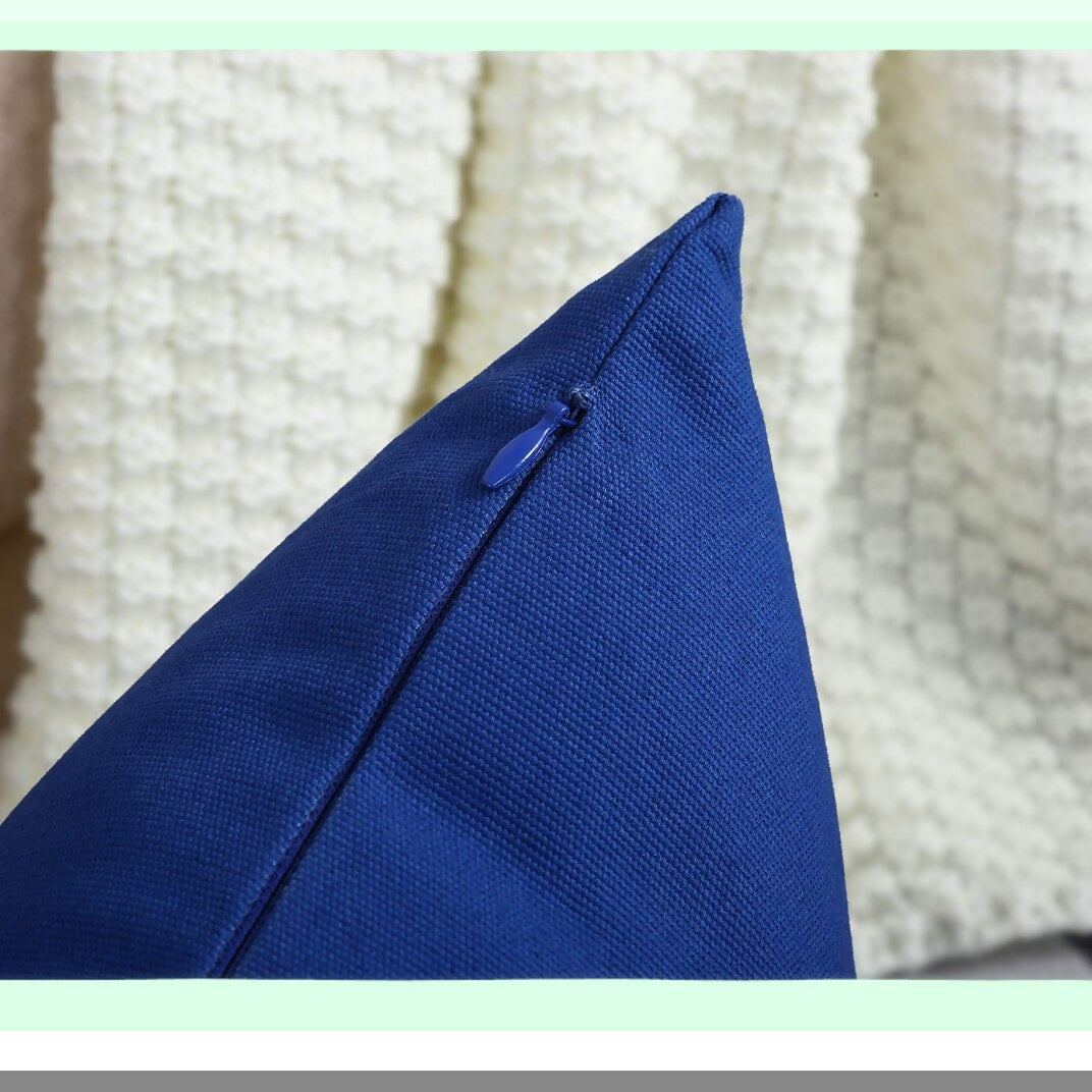 Royal Blue Cotton Canvas Pillow Covers - Set of 2, 18x18 Decorative Cushion Covers in 45 Colors - Solid 100% Cotton Throw Pillow Cases