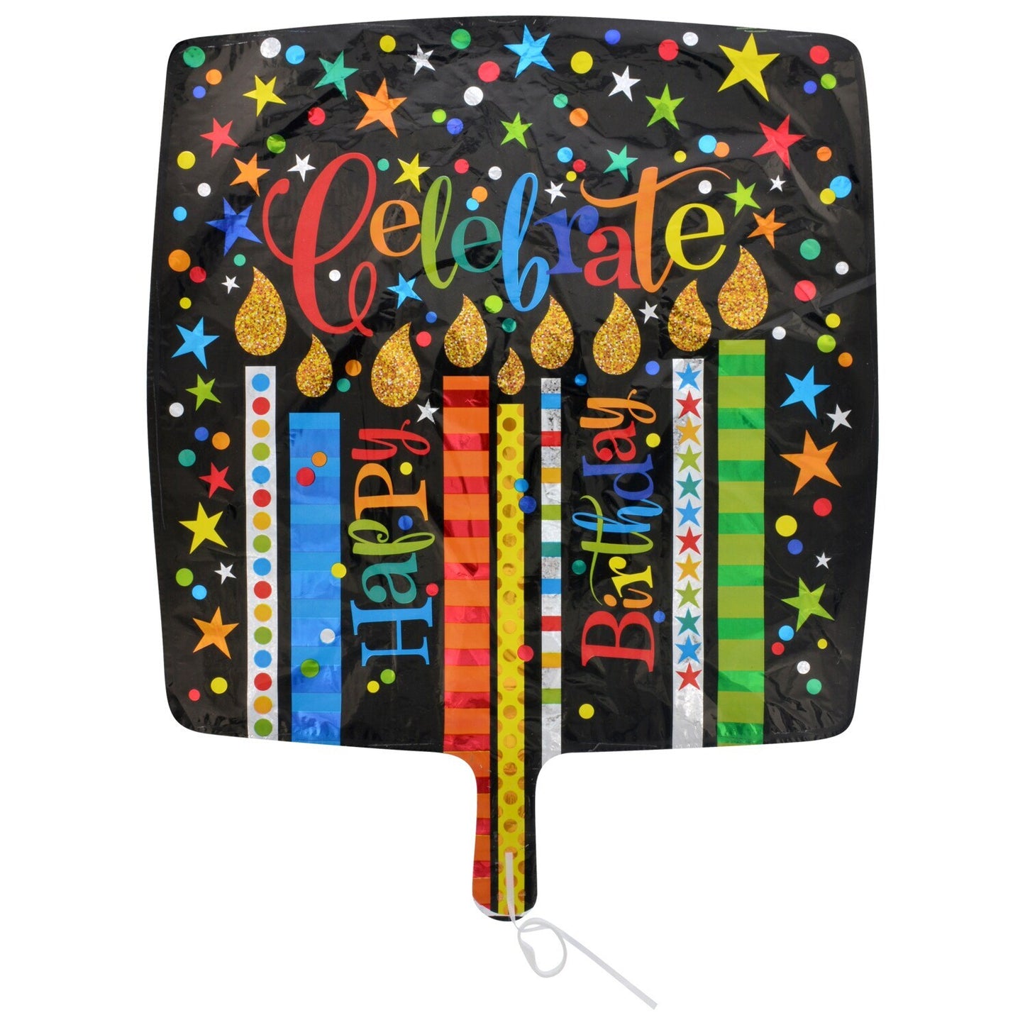 Square Celebrate Birthday Candles Foil Balloons, 18x18-in. (Pack of 5)