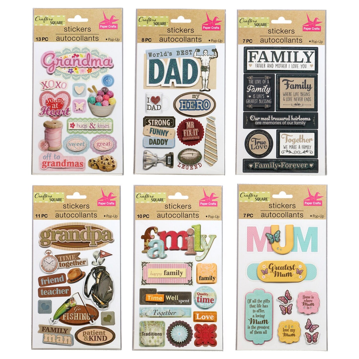Crafter's Square Handmade Family Stickers (Pack of 36)