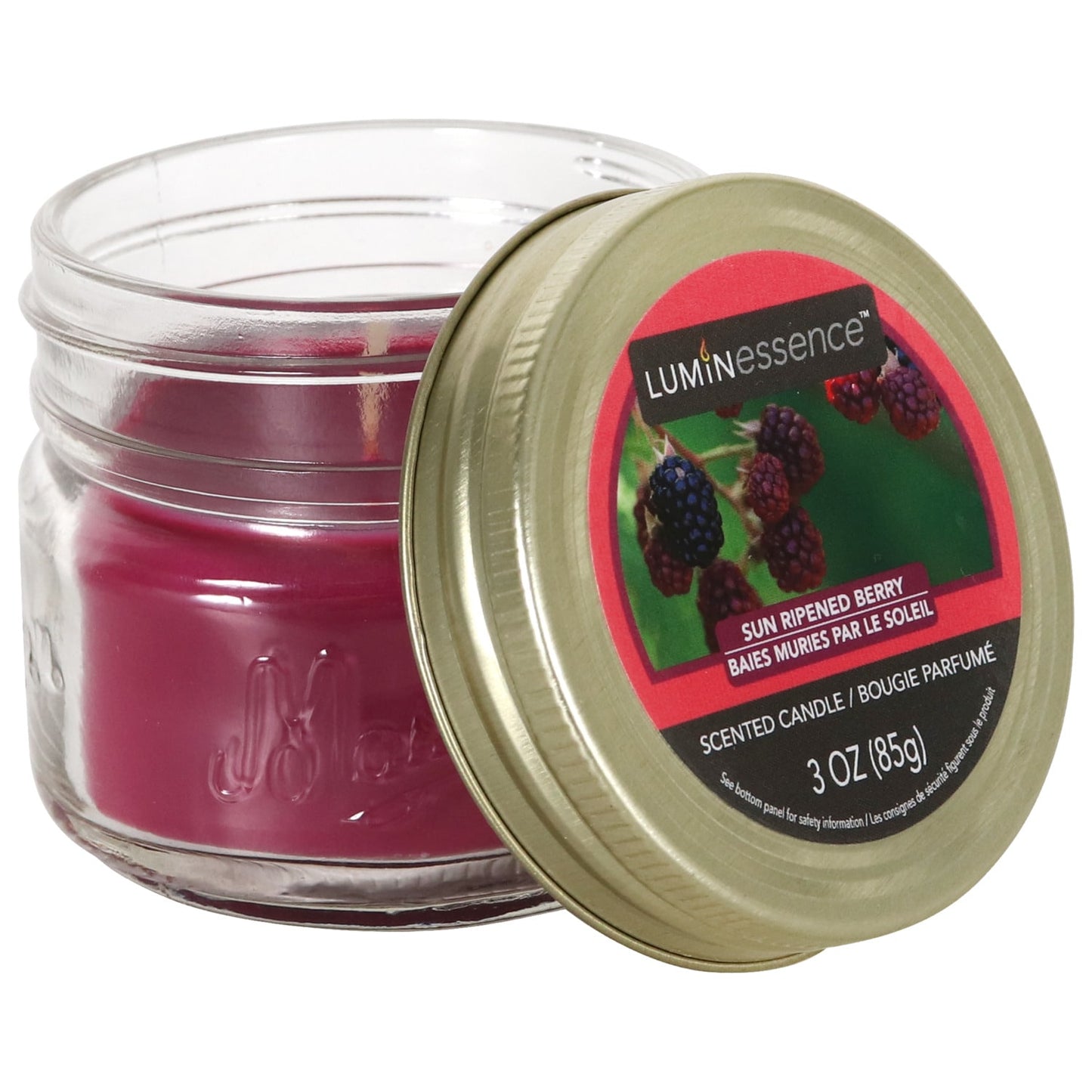 Luminessence Sun Ripened Berry Mason Jar Candles, 3-oz. (Pack of 12)