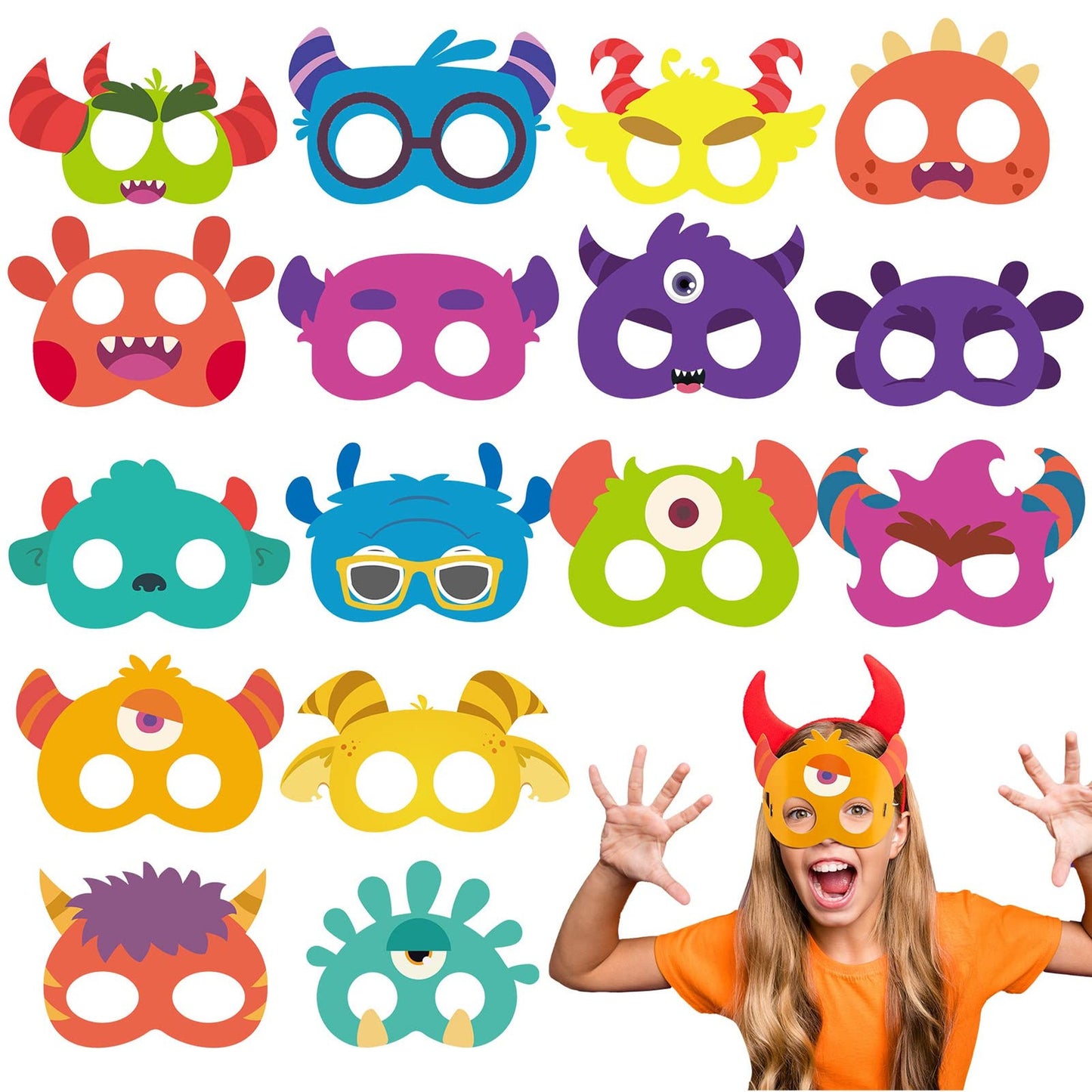Monster Mania Headband Set - 32 Pcs Monster Patterned Party Favors for Kids! Perfect for Birthday Parties, Baby Showers, and Photo Booth Fun!