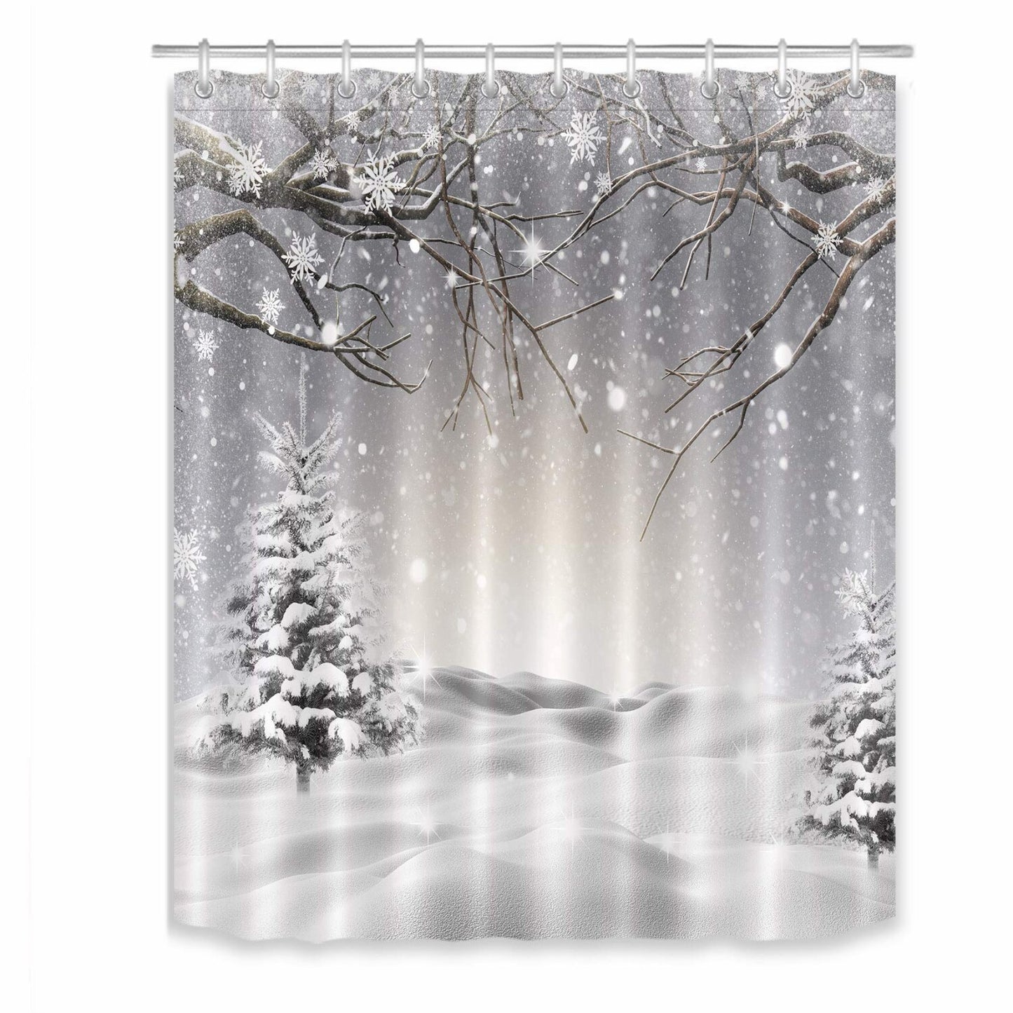 Winter Snowflake Scene Shower Curtain 57x72 inch Waterproof Polyester
