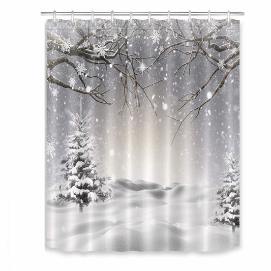 Winter Snowflake Scene Shower Curtain 57x72 inch Waterproof Polyester
