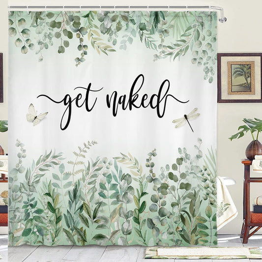 Sage Green Eucalyptus Botanical Shower Curtain 70x70in