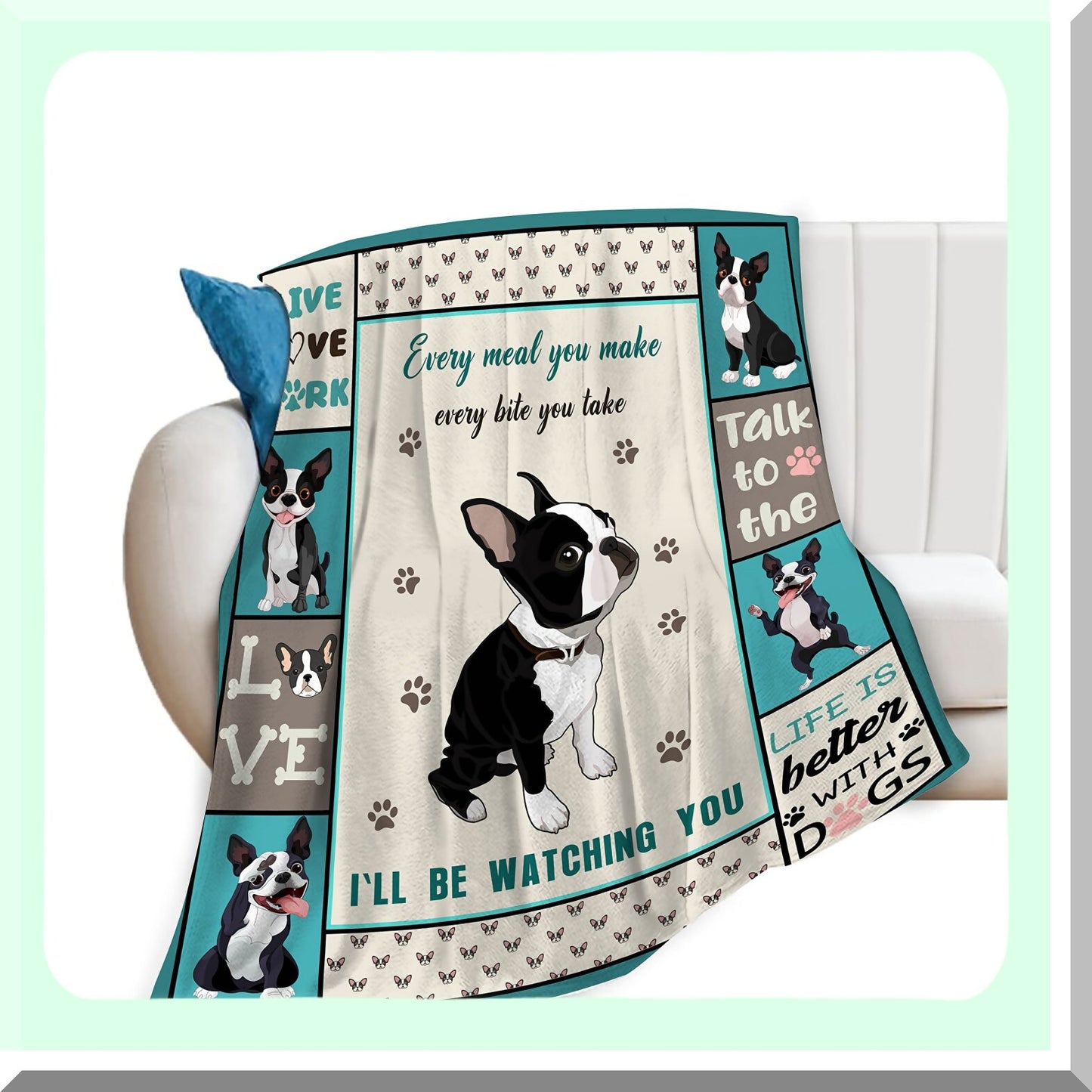 Boston Terrier Bliss: Ultra Soft Cozy Plush Flannel Fleece Blanket - Lightweight, Fuzzy, and Warm for Dog Lovers - Perfect Gift for Bed, Couch, or Sofa (50"x40")