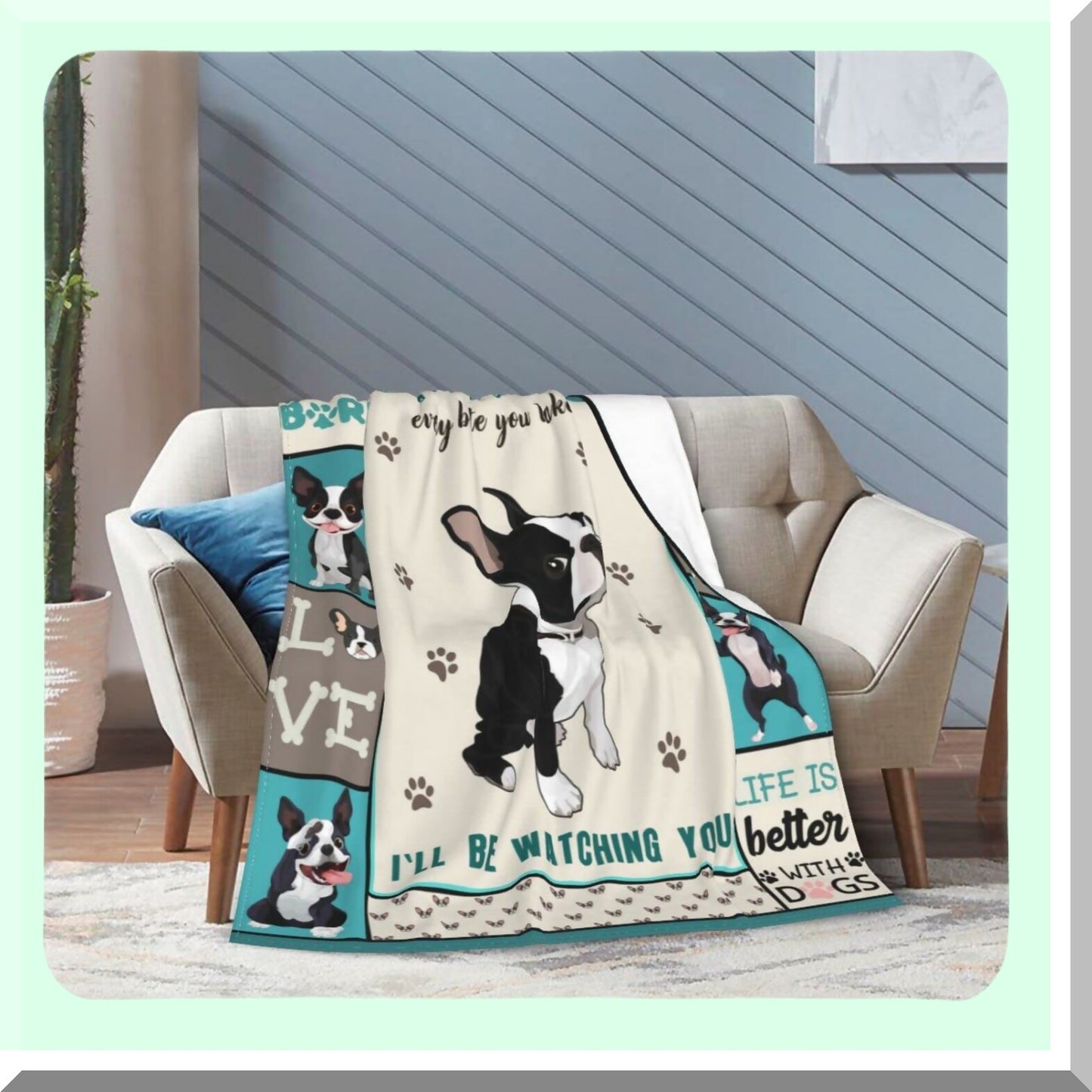 Boston Terrier Bliss: Ultra Soft Cozy Plush Flannel Fleece Blanket - Lightweight, Fuzzy, and Warm for Dog Lovers - Perfect Gift for Bed, Couch, or Sofa (50"x40")