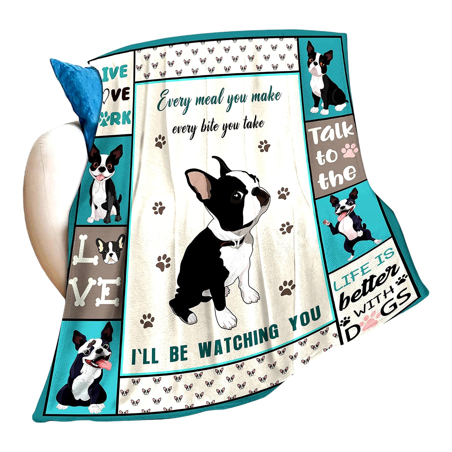 Boston Terrier Bliss: Ultra Soft Cozy Plush Flannel Fleece Blanket - Lightweight, Fuzzy, and Warm for Dog Lovers - Perfect Gift for Bed, Couch, or Sofa (50"x40")