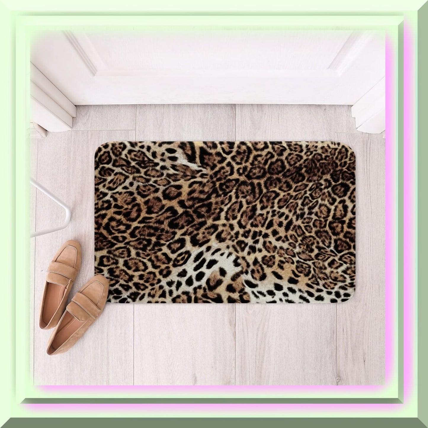 Leopard Print Bath Rug 20x32 Non Slip