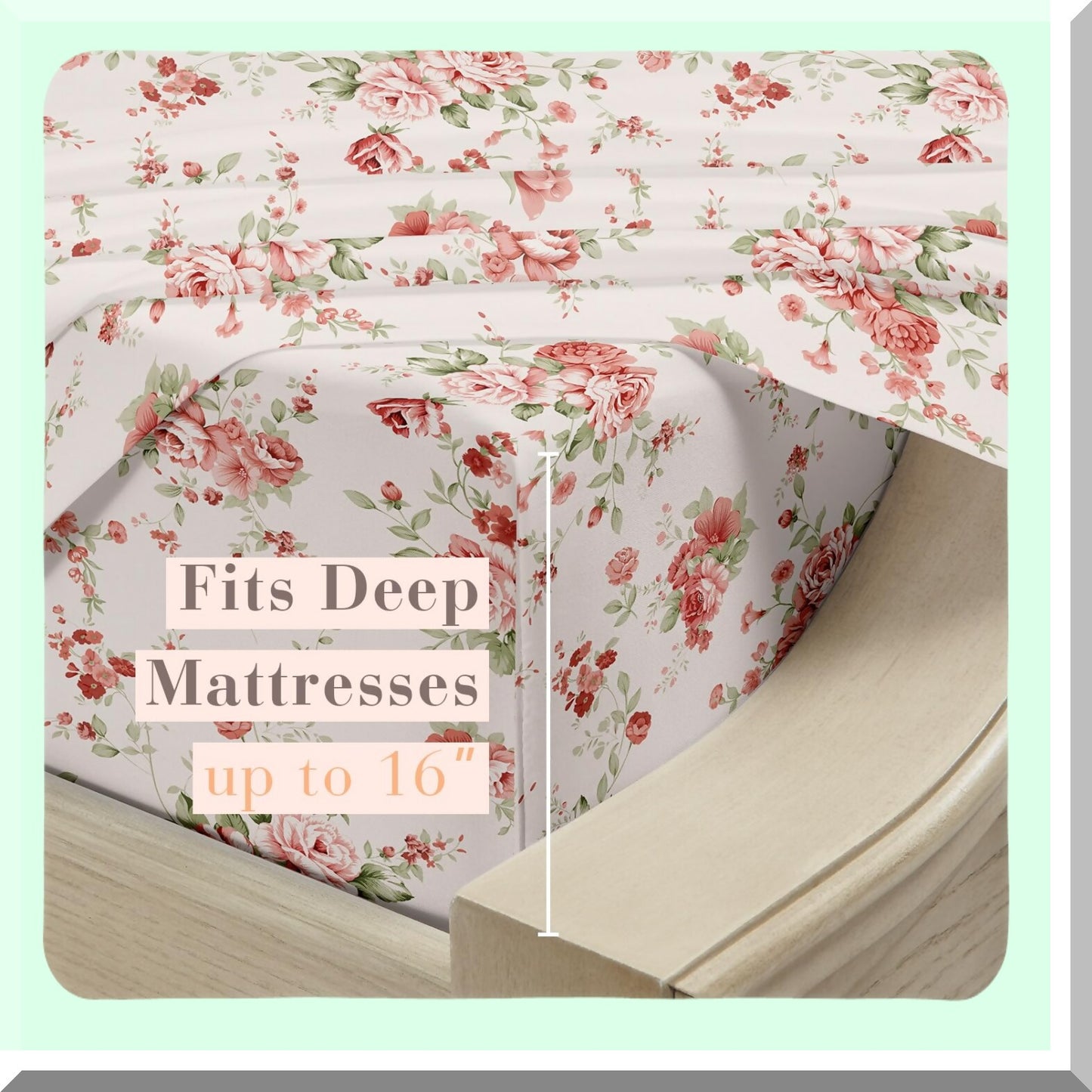 Floral Bliss Queen Sheet Set - Ultra Soft Microfiber Bed Sheets for Queen Size Bed with Deep Pocket - Fade and Shrink Resistant - 4PC Set