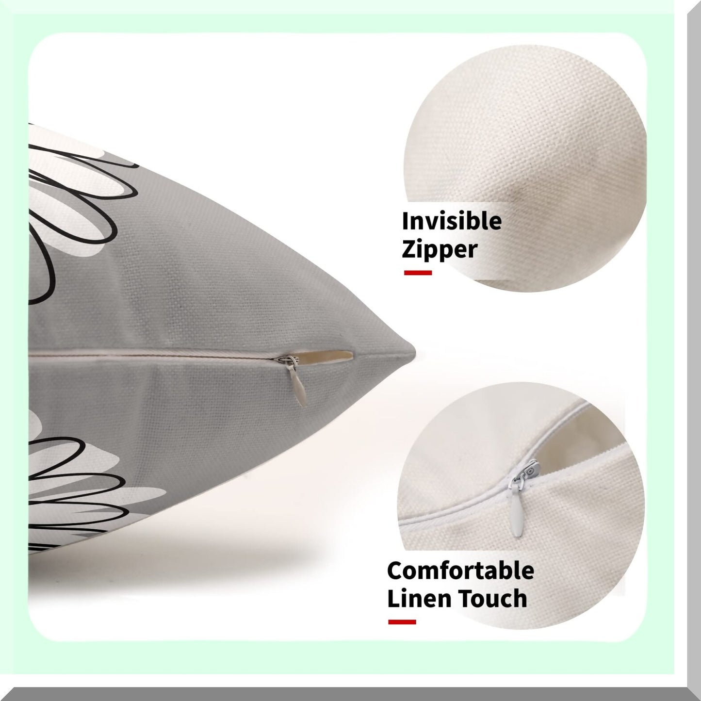 Daisy Bloom Navy Blue Pillow Covers - Set of 2 Modern Art Flower Decorative Throw Pillows - Spring Summer Gray Colored Lumbar Cushion Case for Home Sofa