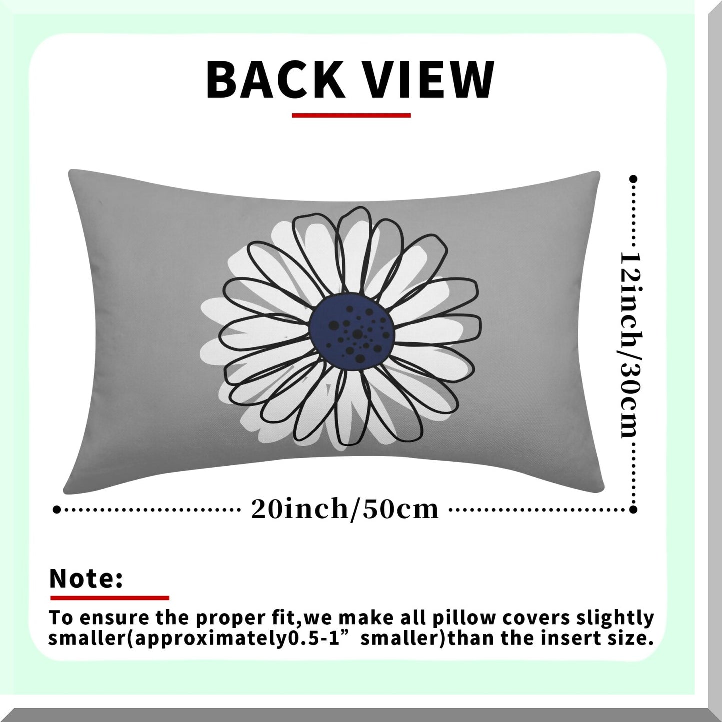 Daisy Bloom Navy Blue Pillow Covers - Set of 2 Modern Art Flower Decorative Throw Pillows - Spring Summer Gray Colored Lumbar Cushion Case for Home Sofa