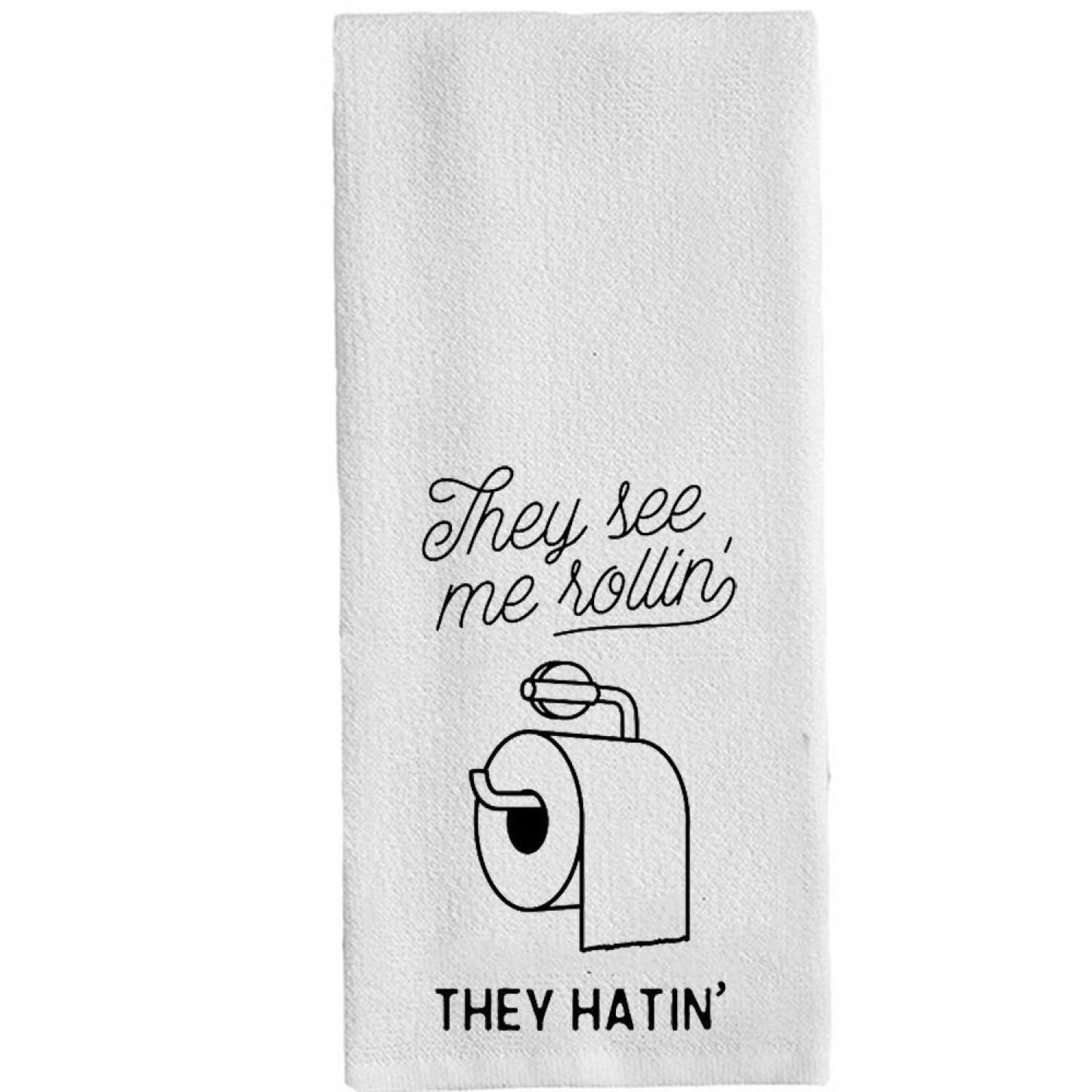 Hand Bathroom Towels 14x30 Inch They See Me Rollin Flour Sack Dish Towel