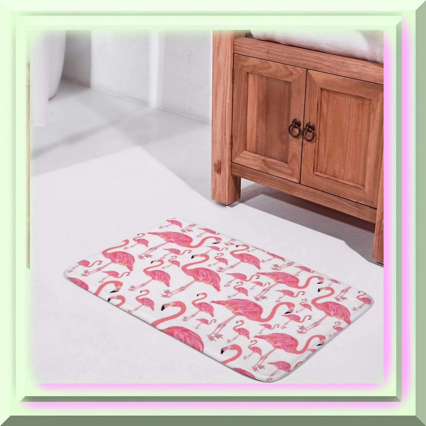 Pink Flamingo Microfiber Bathroom Rug 16"x24"