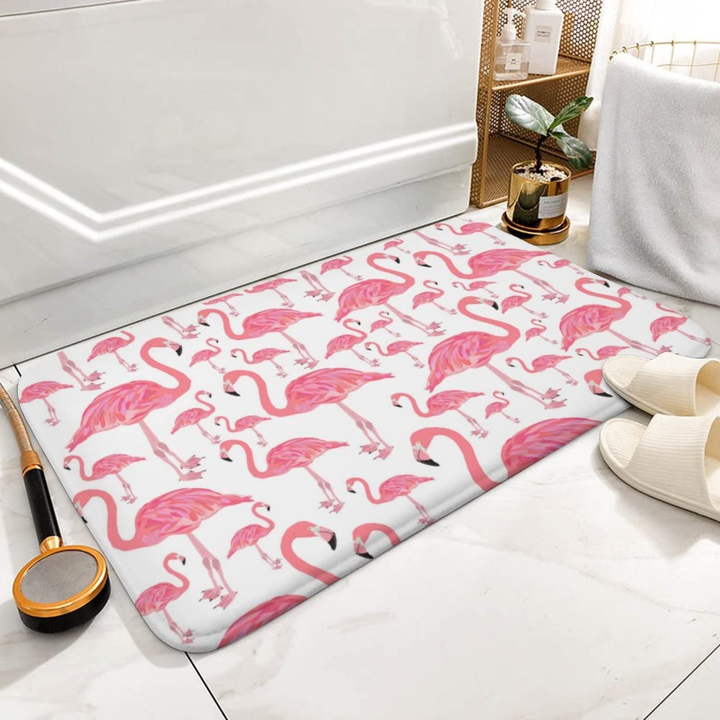 Pink Flamingo Microfiber Bathroom Rug 16"x24"