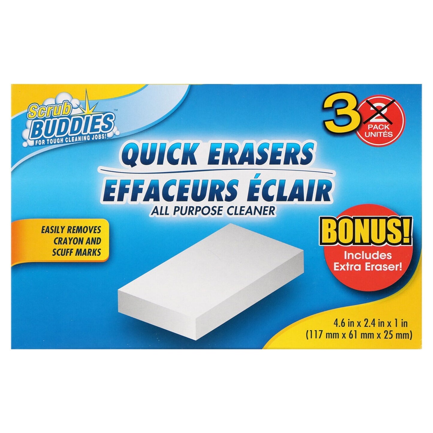 Scrub Buddies Quick Eraser Sponges, 3-ct. Bonus Packs (Pack of 22)