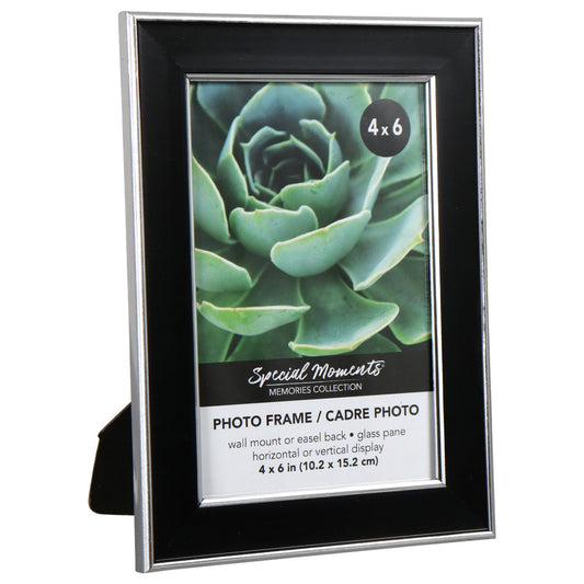 Special Black Picture Frames with Double Silver Trim, 4x6 in. (Pack of 12)