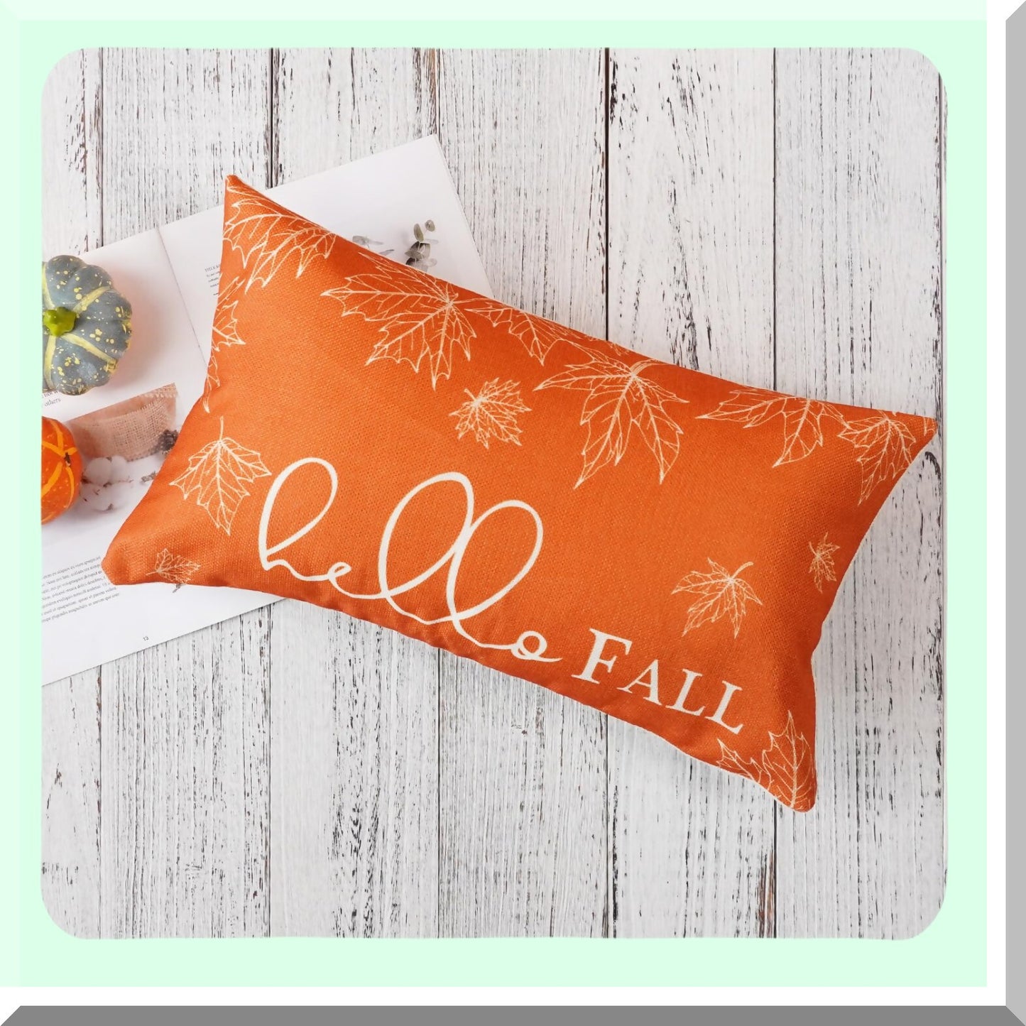 Autumn Harvest Decorative Pillow Covers - Set of 2 Farmhouse Pumpkin Maple Leaves Cushion Cover for Sofa Couch - Hello Fall Outdoor Patio Home Bed Décor