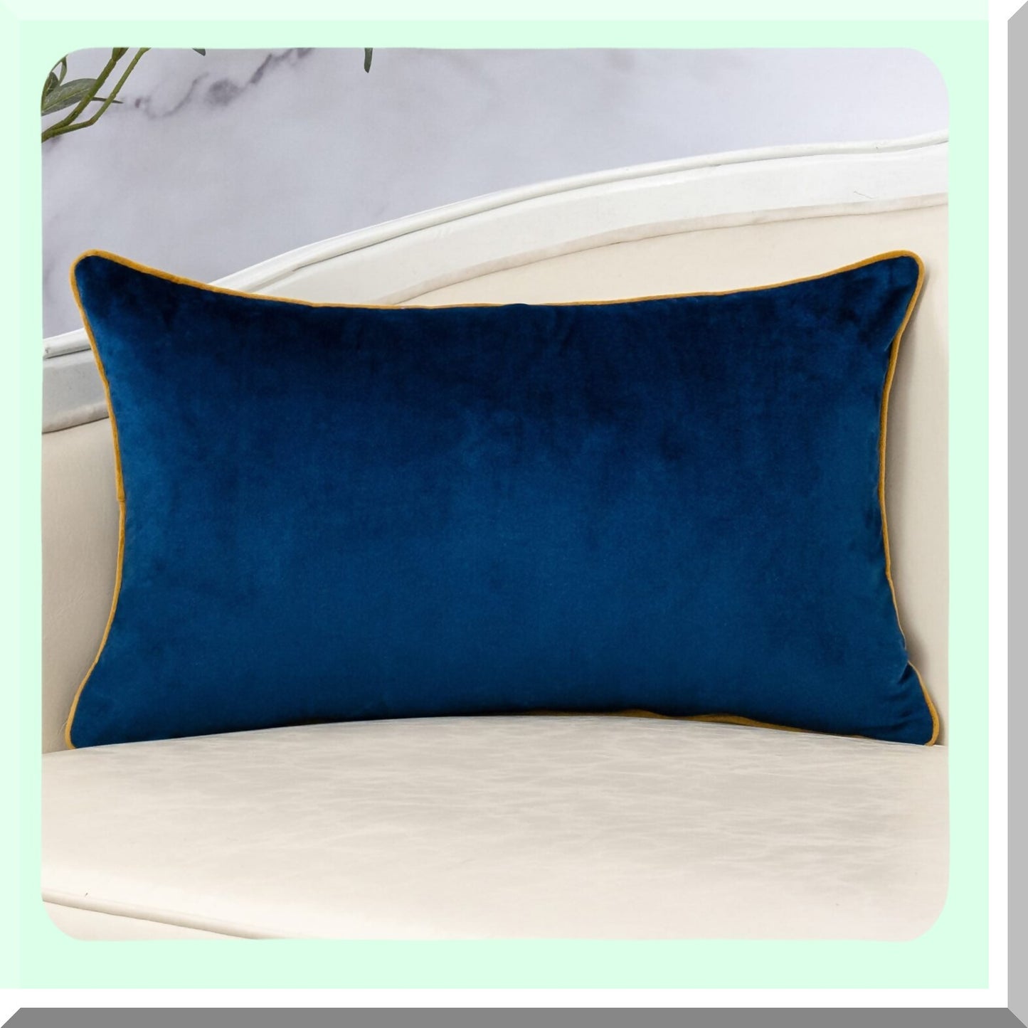 Modern Stripe Velvet Lumbar Pillow Cover - Navy Blue Patchwork Cushion Case for Sofa Couch, Bedroom & Living Room Decor - 12x20 Inch Oblong Pillowcase