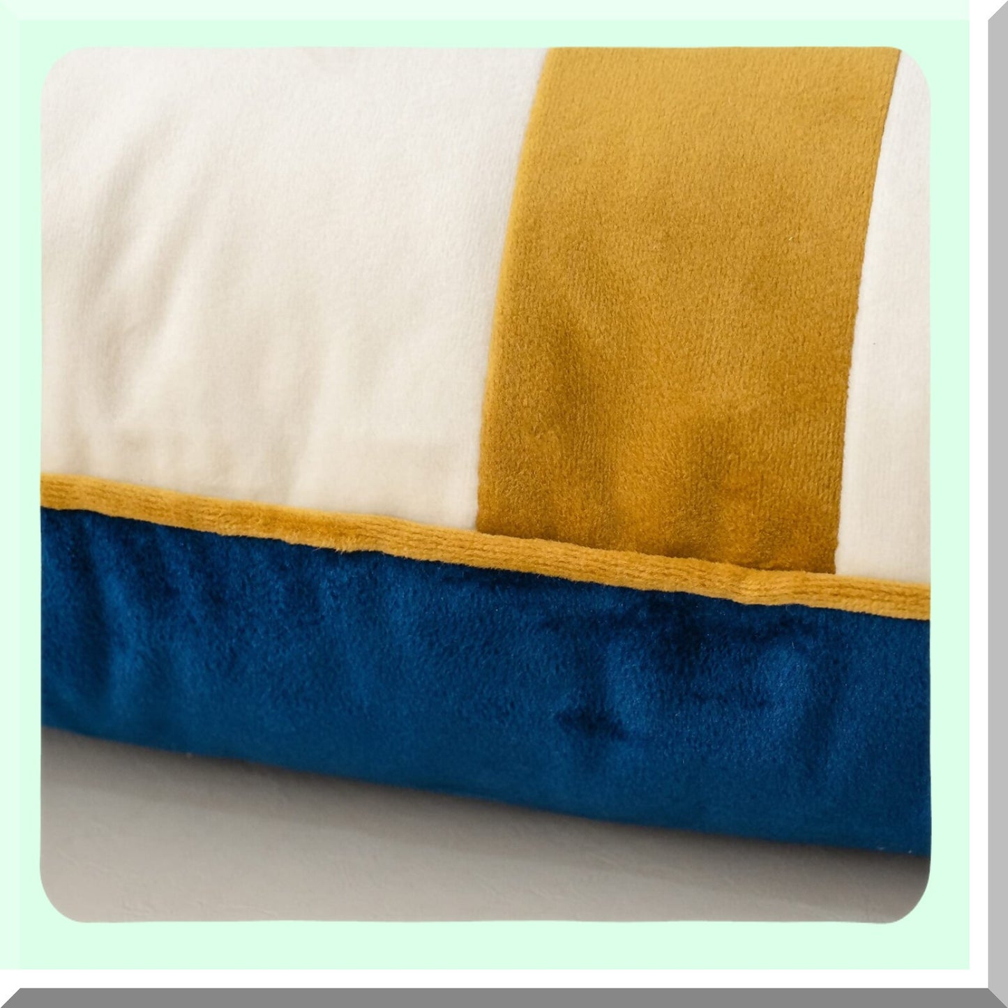 Modern Stripe Velvet Lumbar Pillow Cover - Navy Blue Patchwork Cushion Case for Sofa Couch, Bedroom & Living Room Decor - 12x20 Inch Oblong Pillowcase