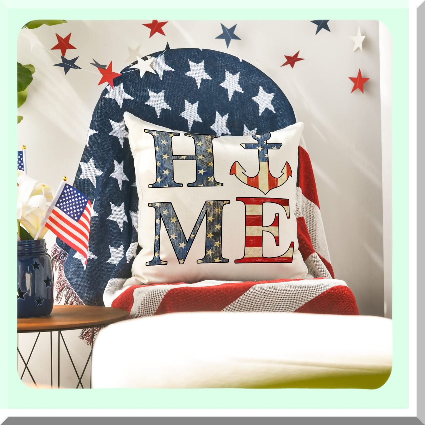 Patriotic Blessings Pillow Covers - Set of 4, Faith Family Freedom 4th of July Independence Memorial Day Decorations for Sofa Couch - 18x18
