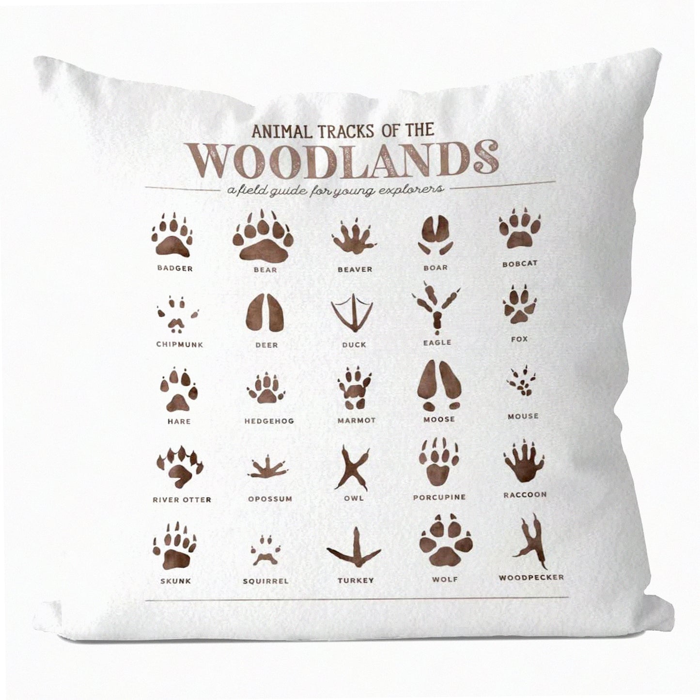 Forest Tracks Pillow Covers - Woodland Nursery Decor 18X18 - Animal Tracks Throw Pillowcase - Woodland Animal Decorative Pillow