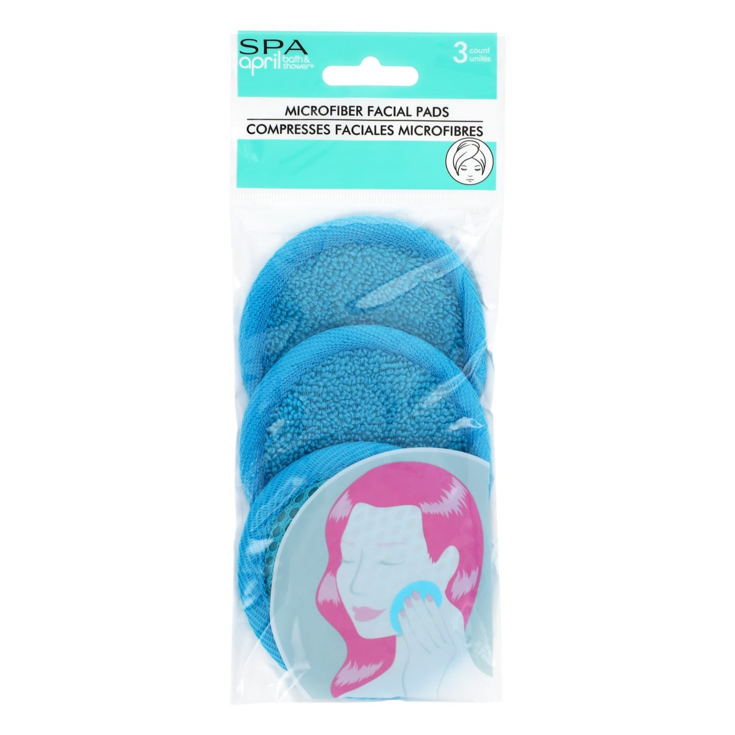 April Bath & Shower Microfiber Spa Facial Scrubbers, 3-ct. (Pack of 24)